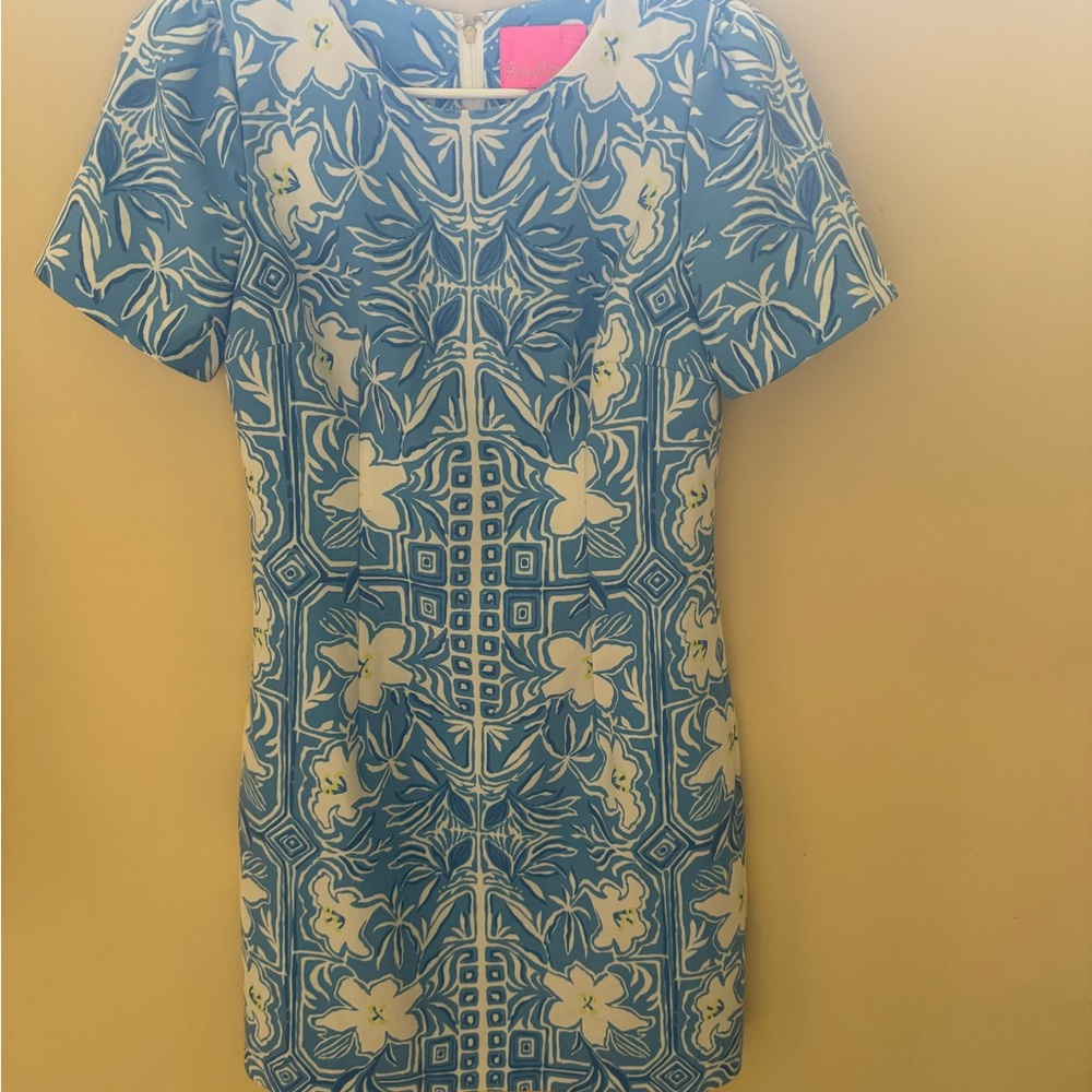 Lilly Pulitzer Blue and White Sheath Mini Dress